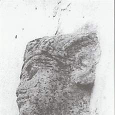 Head of the Ptolemaic sculpture or the sphinx from reddish granite